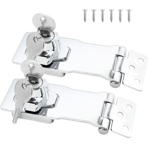 Serrure à bouton pour armoires, en alliage de zinc avec fer chromé, clé et vis incluses, argentée 4 pouces. (1/5)