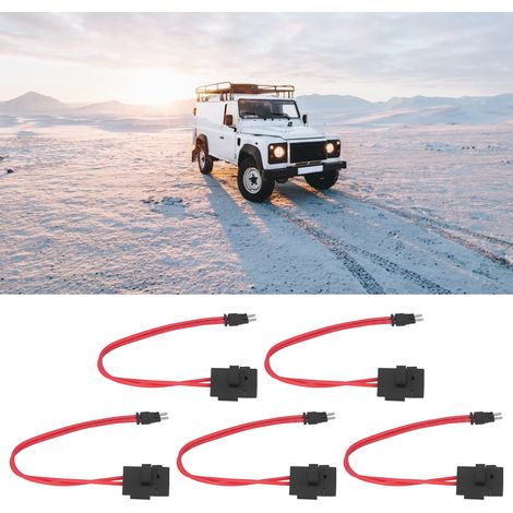 Ensemble de 5 connecteurs porte-fusibles automobiles, ATM 20 ampères 16AWG, porte-fusible à lame mini mince standard avec 5 fusibles à lame, ACM à long fil 9,1 mm. (1/5)
