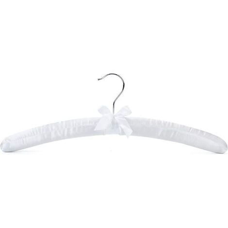 ALLIANDISHome Lot de 4 Extra Longs Cintres en Satin Blanc 38cm, Cintre en Soie Douce pour Mariée T-Shirts Chemises Manteaux Robe Pulls (1/3)