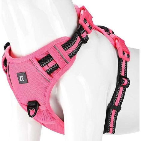 Hundetrainingsgeschirr, verstellbar, reflektierend, atmungsaktiv, Größe L, Pink