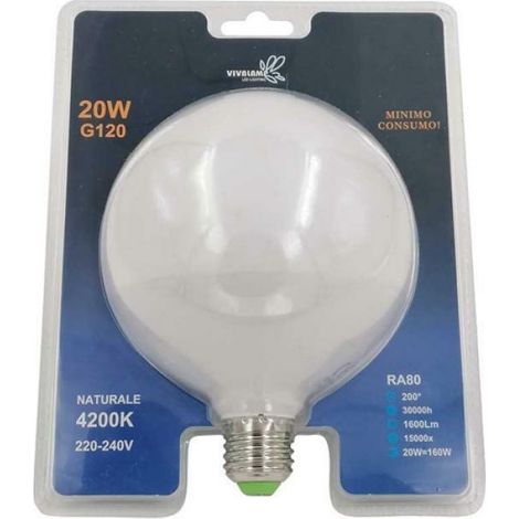 Lampadina led e27 a80 20w passo grosso a vite kit 2pz 6400k
