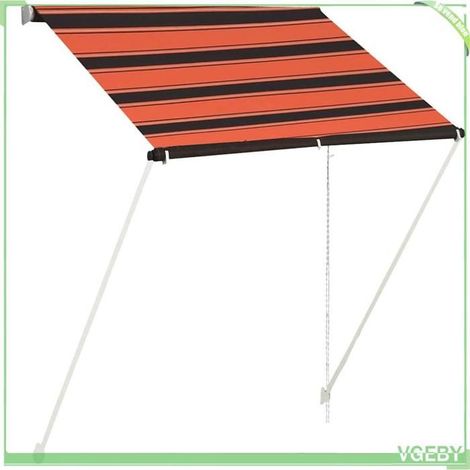 Auvent rétractable - FAFEICY - 145894 - 150x150 cm - Orange et marron - Cadre acier, tissu polyester (1/5)
