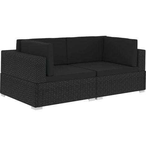 Maison Exclusive - Ecksofas 2 Stk. mit Auflagen Poly Rattan Schwa (1/5)