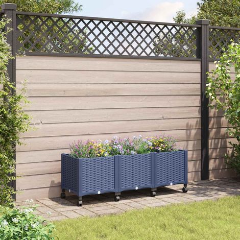vidaXL Gartenpflanzer mit Rädern Blaugrau 120 x 40 x 48 cm PP (1/5)