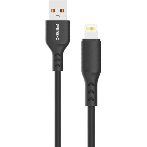 Câble de charge rapide USB vers Lightning, sortie maximale de 3,4 A, 1 mètre, matériau PVC - noir.