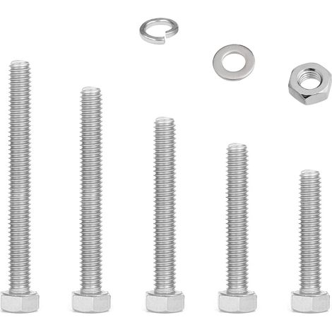 184 Pièces Boulon M5,Écrou M5,Rondelle M5,Acier Inoxydable,Tête Hexagonale,Véhicule Meuble Bateau