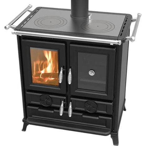 Thermorossi – Cuisinière à bois en fonte 8.2 kW – Foyer en fonte – Capacité four 27L – Rendement 87.4% – Pour bûches jusqu'à 33 cm