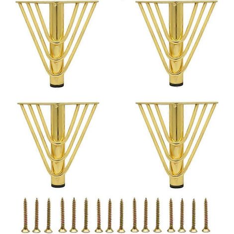 Verstellbare Schrankbeine, 15 cm, Goldfarben, 4er-Set Metall-Schrankbeine mit Gummibodenschonern, für Sofas, Kommoden, TV-Ständer, En-6inch-Golden 6in