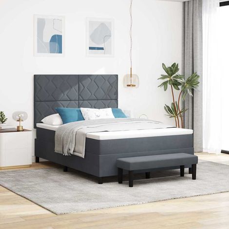 Boxspringbett mit Kopfteil Dunkelgrau 200 x 140 cm Samt (1/5)