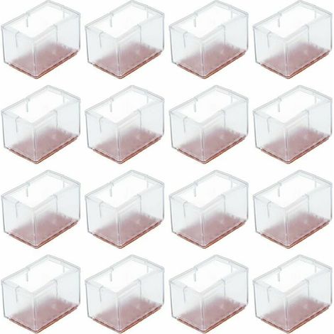 Lot de 16 patins antidérapants rectangulaires en PVC pour pieds de chaises et de meubles