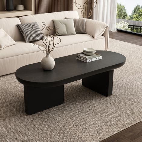 Tavolino ovale 119,7 x 49,8 x 35,5 cm in MDF nero DESVIAE (1/5)