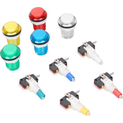 Bouton Arcade 32mm LED 5 Couleurs Auto-Résétable pour DIY Machine à Sous et Manettes de Jeu (1/5)