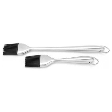 BUNTHAUS PA Lot de 2 pinceaux à huile en silicone avec manche en acier inoxydable argenté, accessoires de cuisine et de pâtisserie (1/4)