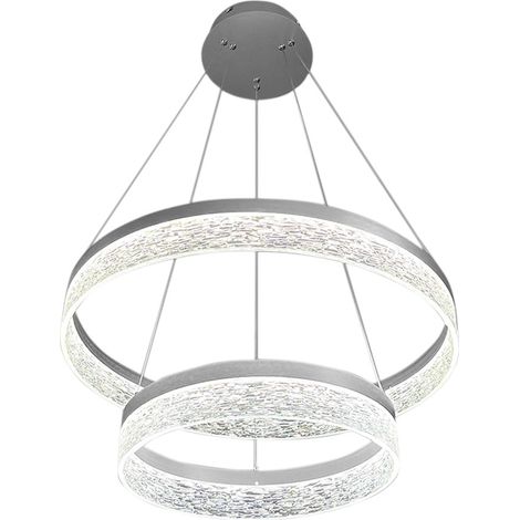 Lampada a sospensione moderna in argento con due anelli decorativi Ø60cm LED 54W GALA Milagro (1/5)