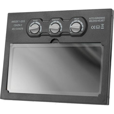 Solarbetriebene, selbstverdunkelnde Schweißmaske – UV/IR-Schutz DIN 15 – Schaltzeit 1/10000 s – Sichtfeld 92,5 x 42,5 mm (1/5)