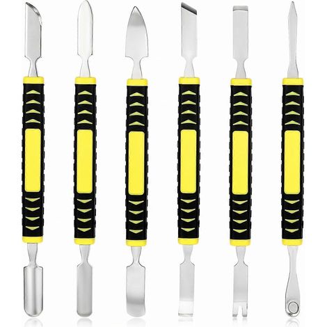 Ensemble de 6 mini-leviers à double extrémité, petit outil de levier, spatule en métal, kit d'outils de réparation, poignée antidérapante, outil de démontage, d'installation et de réparation pour appa (1/4)