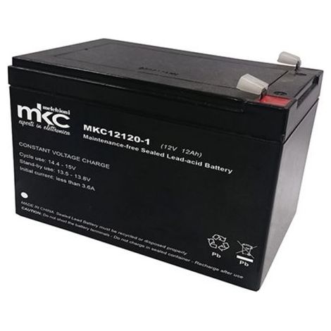 MKC Batteria Ermetica Ricaricabile al Piombo 12V 12Ah per bici elettriche - MKC121201