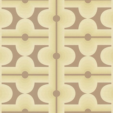 Empapelado estilo retro Profhome 395333 papel pintado vinílico estampado en caliente tejido non tejido ligeramente texturado con figuras geométricas mate oliva gris-amarillento verde pálido 4,5 m2