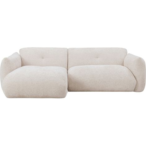 Canapé d'angle gauche 4 places en tissu à dossier capitonné - Écru - Bocca