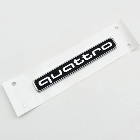 (Noir Argent) Autocollant logo Quattro 3D ABS noir pour coffre arrière de voiture, compatible avec Audi A1 A2 A3 A4 A5 A6 A7 Q2 Q3 Q5 Q7 Quattro (1/4)