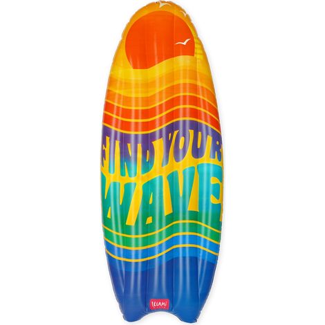 Legami - Materassino Mare Gonfiabile, Materassino Gonfiabile Singolo, a Forma di Tavola da Surf, 2 Camere ad Aria, Include Toppa Autoadesiva, Supporta Fino a 90 Kg, 80 x 173 cm, Waves (1/4)