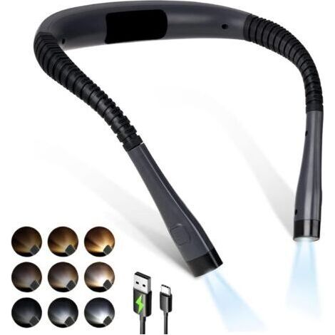 BARKBUSTERS Lampe de lecture rechargeable à porter autour du cou, 3 couleurs, luminosité réglable, lampe de lecture confortable et flexible pour lire, tricoter, réparer (1/5)