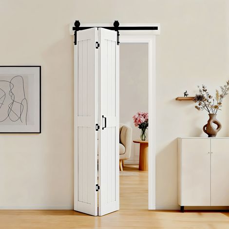 VEVOR Kit Porte Libro e Soffietto da 914 x 2134 x 35 mm, in MDF per Armadio con Kit Ferramenta, Design Salvaspazio con Telaio a H, Assemblaggio Autonomo per Camera da Letto, Guardaroba, Bianco (1/5)