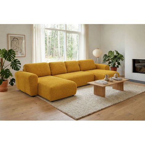 Wohnlandschaft mit Schlaffunktion BRUSK Sofa in Stoff Pop Honiggelb (1/5)