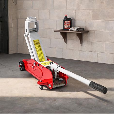 Cric hydraulique rouge en acier 40 x 13 x 30 cm (1/5)