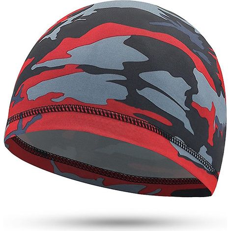 Herren-Outdoor-Sportmütze, Innenmütze für Radfahren, Helm, Laufen, Skifahren, Motorradfahren, rotes Tarnmuster