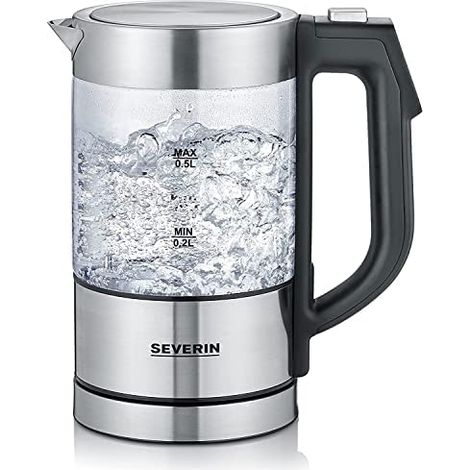 Severin WK 3458 tetera eléctrica 0,5 L 1100 W Negro, Transparente