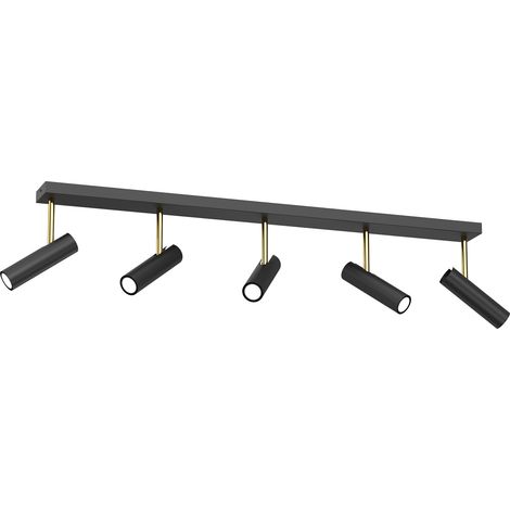 Rampe 5 spots orientables noir/or GU10 8W Axion Luminex