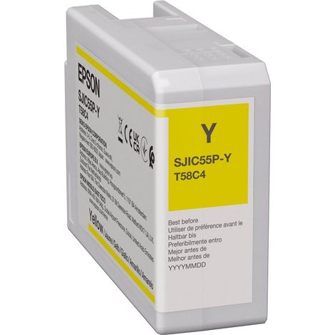 Epson T58C4 Cartucho de tinta amarilla original 80ml para ColorWorks CW-D6500 D6000
