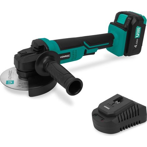 Akku Winkelschleifer – 20V – Ø125 mm – Inklusive 4,0Ah-Akku & Schnellladegerät – Inklusive Seitengriff und Werkzeugtasche