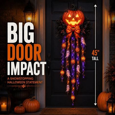 Portable New Pumpkin Ghost Door Cascade Glowing Pumpkin Ghost Ornament -
