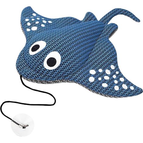 Absorbeur d'écumes, éponge absorbante pour baignoire, forme de raie piquante, outil de lavage facile, accessoire de nettoyage à l'eau douce, éponge de nettoyage pour piscine et spa, 38 x 33 cm (1/5)
