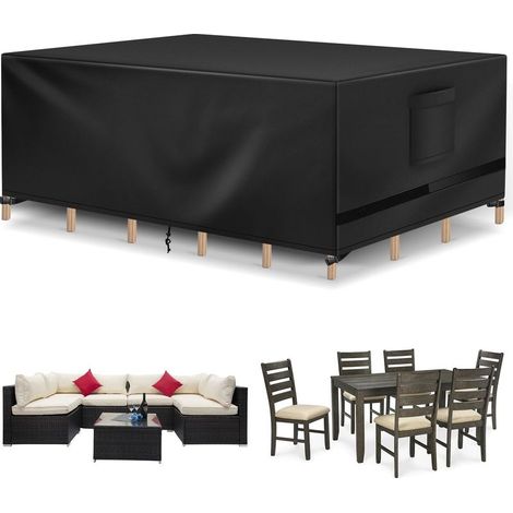 Housse imperméable et anti-poussière pour mobilier de jardin, noire, 180 x 120 x 74 cm, (1/4)