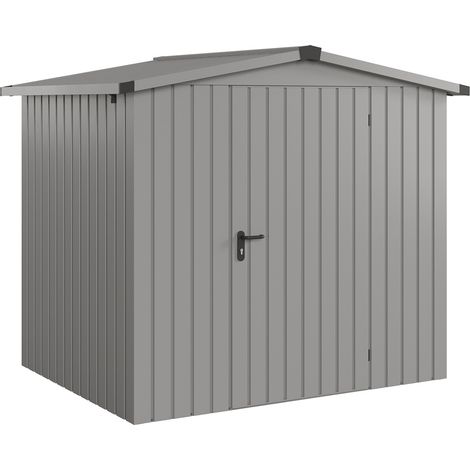 Hörmann Ecostar Metall-Gerätehaus "Euroline Trend" mit Satteldach ESD 4, graualuminium, 214 x 166 cm, 1-flüglige Tür