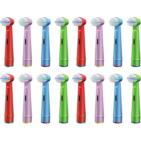 16 x Replacement Toothbrush Heads for Children and Children's Electric Toothbrush Head, Compatible with Eb-10a Soft Bristles, For Children from 3 Years Old (1/5)
