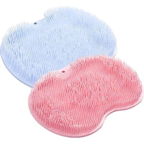 2 Pièces Tapis Gommant Pieds en Silicone avec Ventouses Puissantes, Nettoyeur de Pieds Mains Libres pour Douche et Gant, 45.7 cm (1/4)