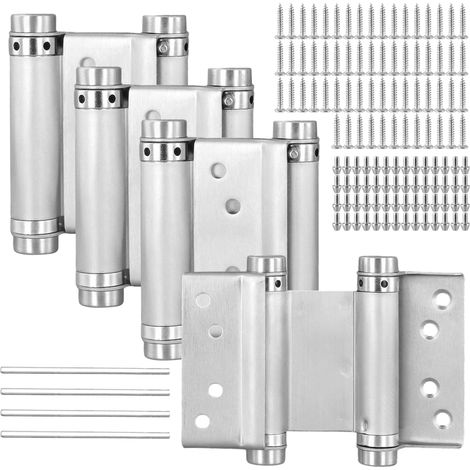 Lot de 4 charnières de porte battante de 75 mm en acier inoxydable avec vis et levier de réglage, double charnière pour porte battante, porte battante, porte de berline (1/5)