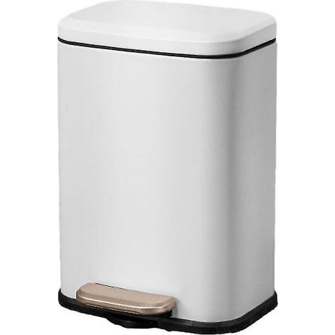 Poubelle en acier inoxydable au design astucieux pour la cuisine et la salle de bain, blanche (1/5)