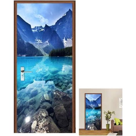 Aufkleber für Türfoto mit Trompe-l'œil-Effekt – 3D-Tapete für Innentüren in Büro, Schlafzimmer, Wohnzimmer – Gletscher-Motiv