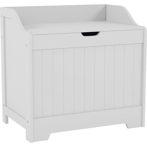 Priano Laundry Chest Bathroom Cabinet Hamper Basket Towel Storage, White (1/5)