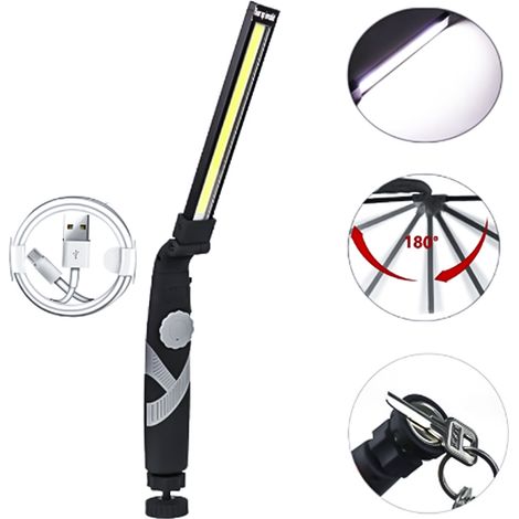 Torcia LED Potente USB Ricaricabile Lampada Lavoro Rotante Base Magnetica