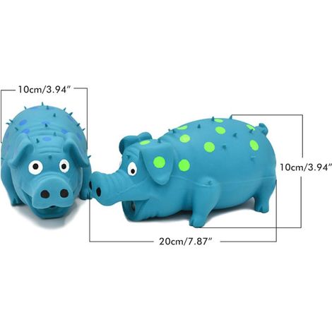 Rosa Latex-Beißspielzeug für Hunde mit Quietscher, lustiges Spielzeug für mittelgroße und kleine Hunde, 20 cm groß, blau (1/5)