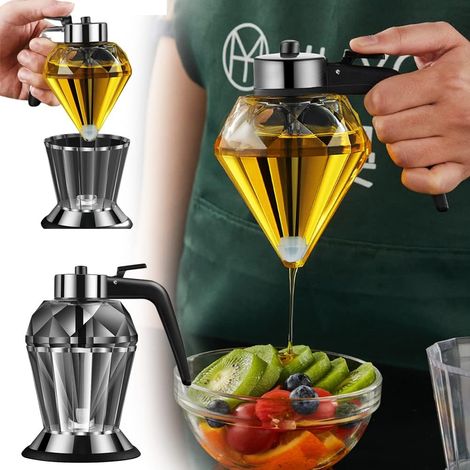 2 dispensadores de aceite de oliva de vidrio con forma de embudo, dispensadores de jarabe para cafetería, dispensadores de aceite de vidrio, botellas dispensadoras (1/5)