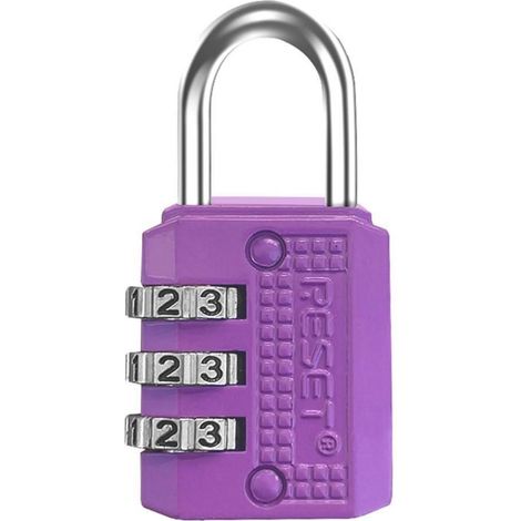 Zahlenschloss 3-stellig neu codierbar Violett für Tagebücher und kleine Boxen