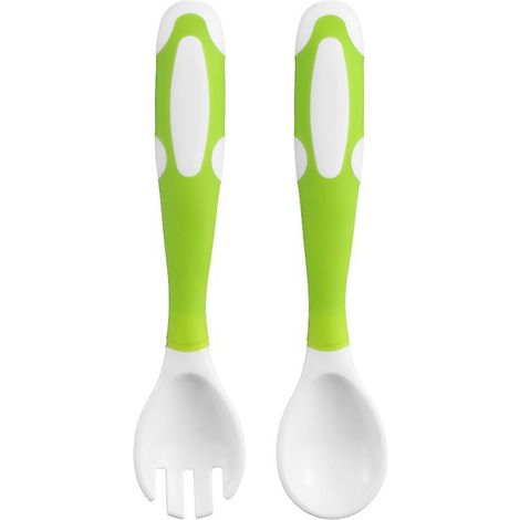 Baby Spoon and Fork Set Travel Case Bendable & Non-Slip Handle Baby Training Spoon with Storage Box