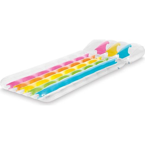 Trade Shop - Aufblasbare Regenbogenmatratze 203 x 84 cm, integriertes Kissen, Pool, Meer, See, 58724 - (1/4)